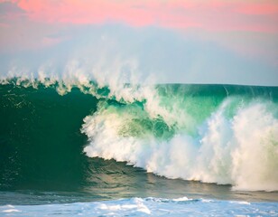 Powerful ocean wave at sunset (1)