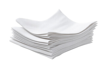 Stack of white paper napkins with textured surface isolated on a transparent background folded