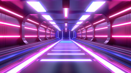 Fototapeta premium Abstract glowing tunnel made of neon data streams