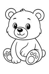 Adorable cartoon bear illustration ready for coloring books or playful designs for kids clothing line