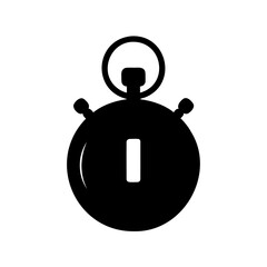 Simple Black and White Silhouette of Classic Analog Stopwatch for Time Tracking