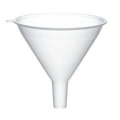 White plastic funnel, conical shape, handle (2)