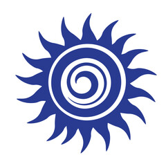 Fototapeta premium Vector illustration of a stylized sun symbol in vibrant blue color against white background.