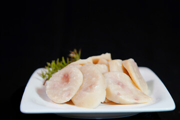 Sausage isolated on black background