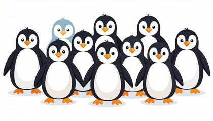 Fototapeta premium Group of cute penguin isolated on white background 