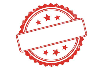 Vintage red circular stamp emblem with blank banner and stars for text and design elements