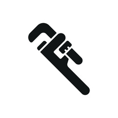 Pipe wrench icon in glyph for repair, mechanic, and utility visuals.