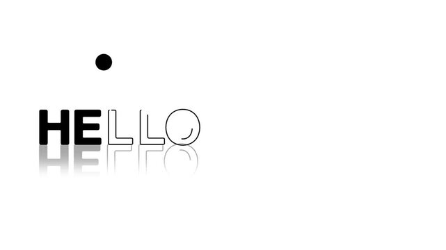 animated jumping or bouncing ball of hello august text word lettering typography glow neon reveal, Bright letters jump in the inscription theme video,motion seamless loop black type on white bg   
