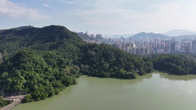 Peaceful nature view at Shing Mun Reservoir Hong Kong Aug 9 2025