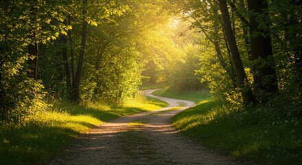 Obraz premium Forest path sunlight