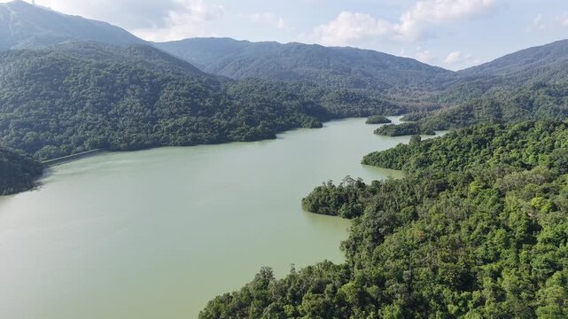 Peaceful nature view at Shing Mun Reservoir Hong Kong Aug 9 2025