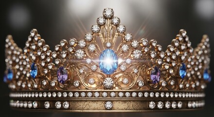 Obraz premium Ornate Golden Crown with Sparkling Gems.