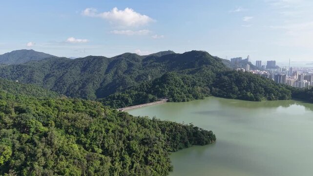 Peaceful nature view at Shing Mun Reservoir Hong Kong Aug 9 2025