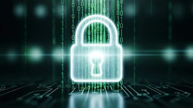 Digital Security Protecting Data with a Glowing Lock Icon