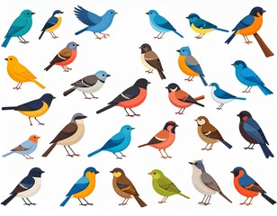 Obraz premium Different kinds of birds collection illustration