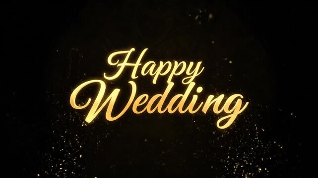 Elegant Golden Text for Happy Wedding Celebration on Dark Background - Powered by Adobe