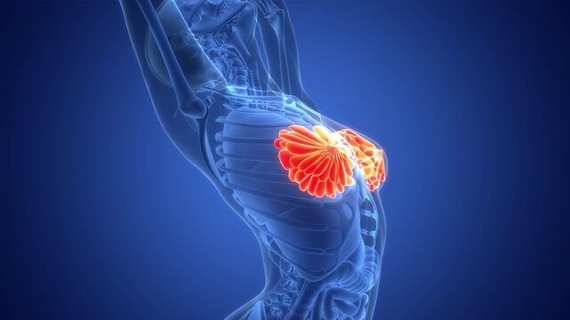 Female Internal Organs Mammary Glands Anatomy Animation Concept