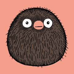 Furry Brown Abstract Creature Head Portrait Vector Illustration Mascot	