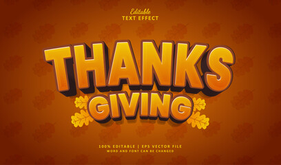 Thanks Giving Editable Text Effect Style 3d with leaf Autumn Season