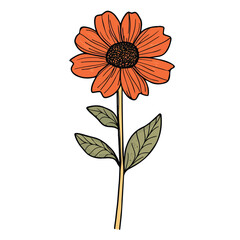 Simple Single Sunflower Illustration Vector Art for Stickers and Decor Print	