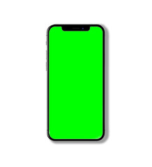 Modern smartphone with a vibrant green screen, perfect for creative projects and digital content