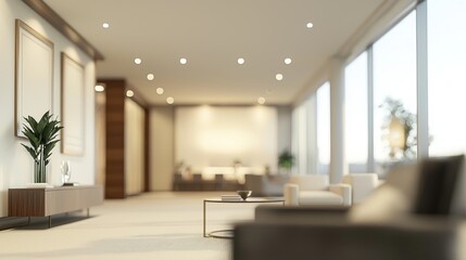 Modern Office Interior Design: Serene Workspace with Panoramic Views