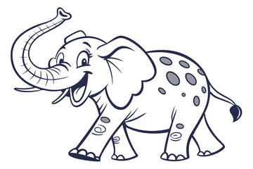 Cartoon Elephant Animal with Spots Walking Isolated on White Background