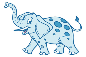 Cartoon Elephant Art, Cute Animal Design with Spots on a White Background