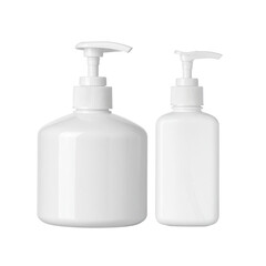 A blank white plastic pump bottle for cosmetic cream or liquid soap, isolated on a clean background