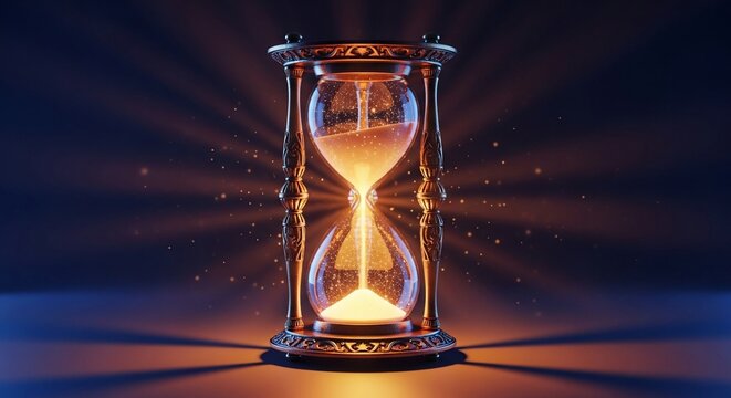 Time Passing, Hourglass, Sand Timer, Vintage Design, Golden Hourglass, Flowing Time.
