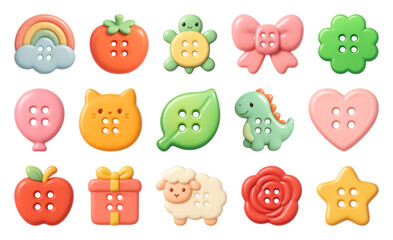 Obraz premium PNG Colorful playful button designs, element set on transparent background