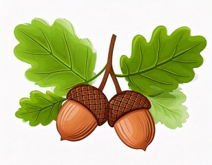 Oak leaves with acorns graphic icon. Oak leaves with acorns sign
