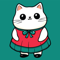 Cute Cartoon Cat Character in Sweater Vector Illustration for Kids T-Shirt Print	