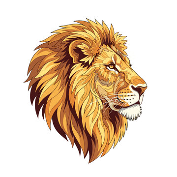 lion head, lion profile, majestic lion, golden mane lion, cartoon lion, vector lion, wild lion, jungle king, safari animal, big cat, powerful lion, lion illustration, african lion, exotic animal, pred