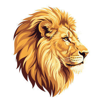 lion head, lion profile, majestic lion, golden mane lion, cartoon lion, vector lion, wild lion, jungle king, safari animal, big cat, powerful lion, lion illustration, african lion, exotic animal, pred