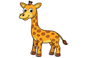 Fototapeta premium Cartoon Giraffe with Cute Style and White Background Design