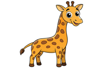 Cartoon Giraffe, Funny Animal, Cute on White Background