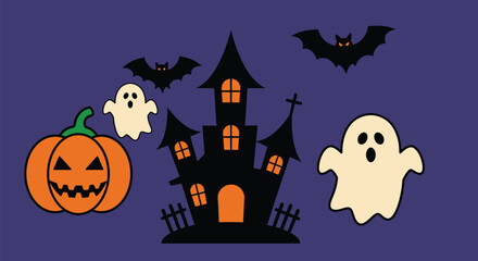 Flat Vector Halloween 2025 Minimal Icons Pack