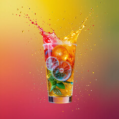 열대 과일 음료의 청량감을 극대화시키기 위한 사진