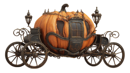 Cinderella’s pumpkin carriage isolated on transparent background