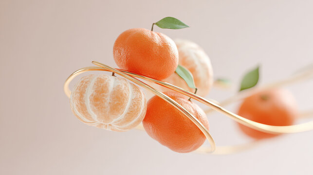 glowing mandarin peel adorned with ar lines set against clean background