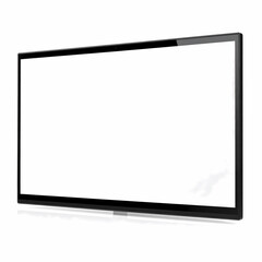Smart television mockup blank white screen display led lcd hd tv black