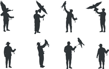 Untitled-15.aiFalconer, silhouette, bird, hawk, falcon, glove, handler, flight, perch, black, vector, icon, wildlife, raptor, training, pose, motion, tradition, animal, sport