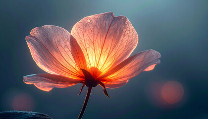 Sunlit Cosmos Flower in Soft Focus Bloom with Gentle Light Filtering Through Delicate Petals