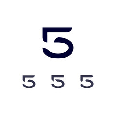 Technical logo number 5, digital cyber space numeral five, set of three different of the made stencil style