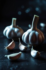 garlic on a dark background