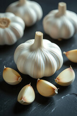 garlic on a dark background