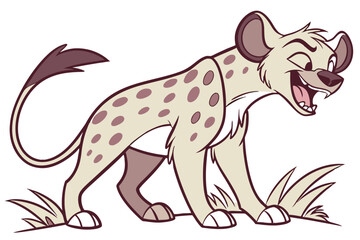 Cartoon Spotted Hyena Smiling on White Background Art