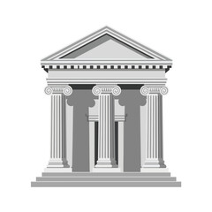 Obraz premium Flat vector icon of a classical bank building with three columns and triangular roof, isolated on white background