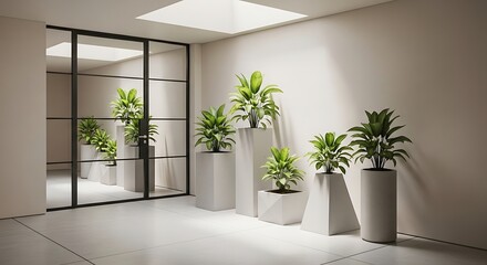 Modern Minimalist Interior Design with Plants.